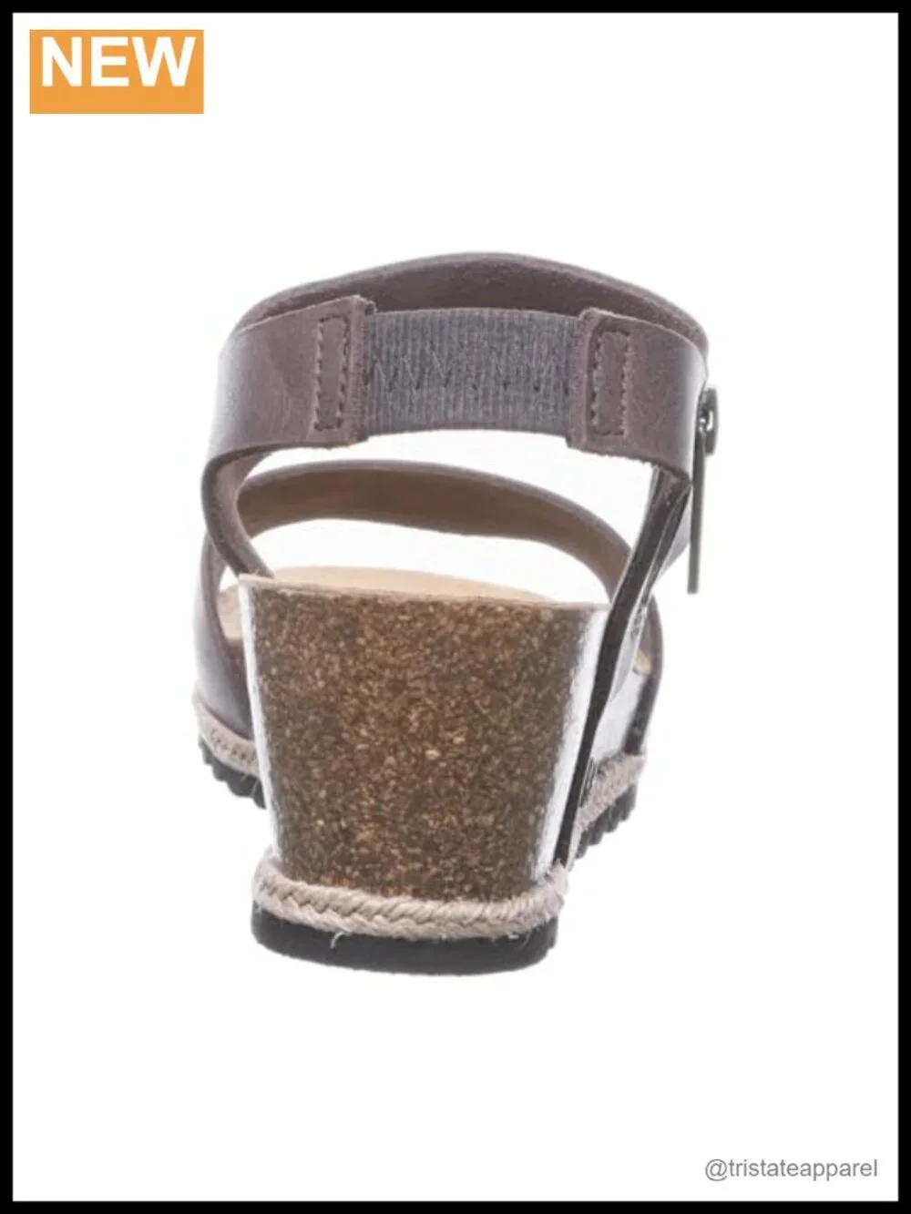 BEARPAW Dahlia Leather Sandal Wide Band Zip Slingback EVA Cork Comfort